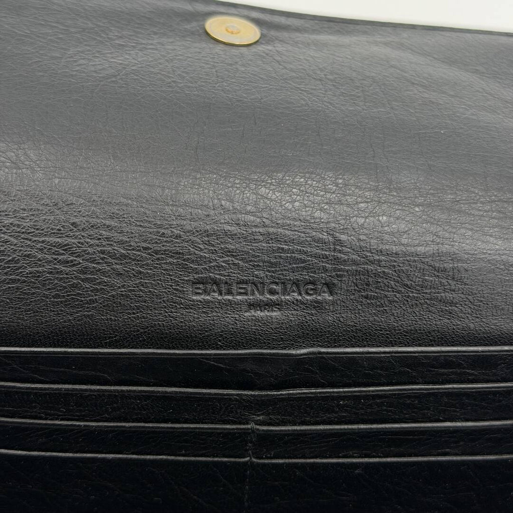 Balenciaga Giant 21 Continental Leather Black Zip Wallet