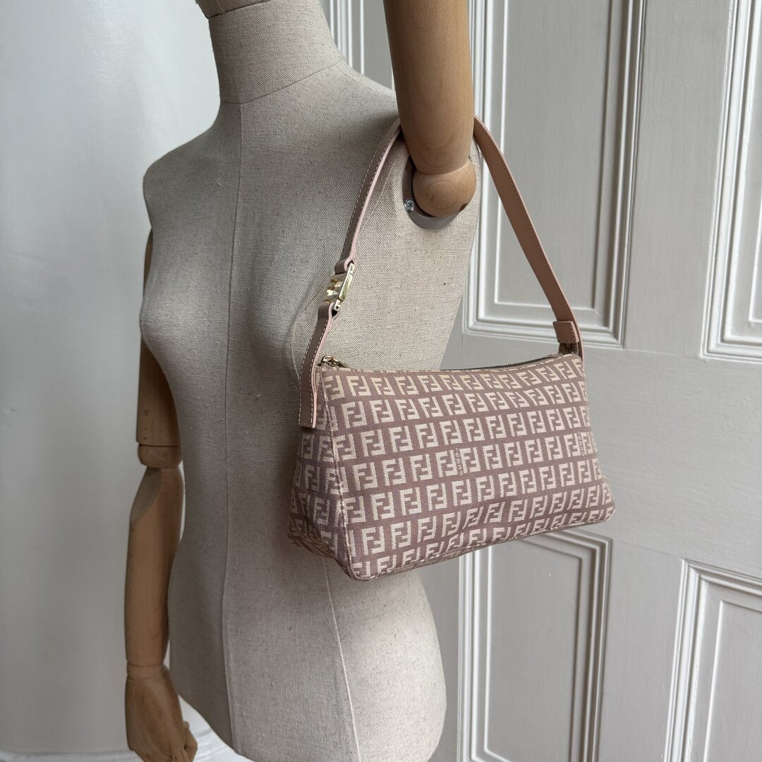 Fendi Zucchino Light Pink Shoulder Bag