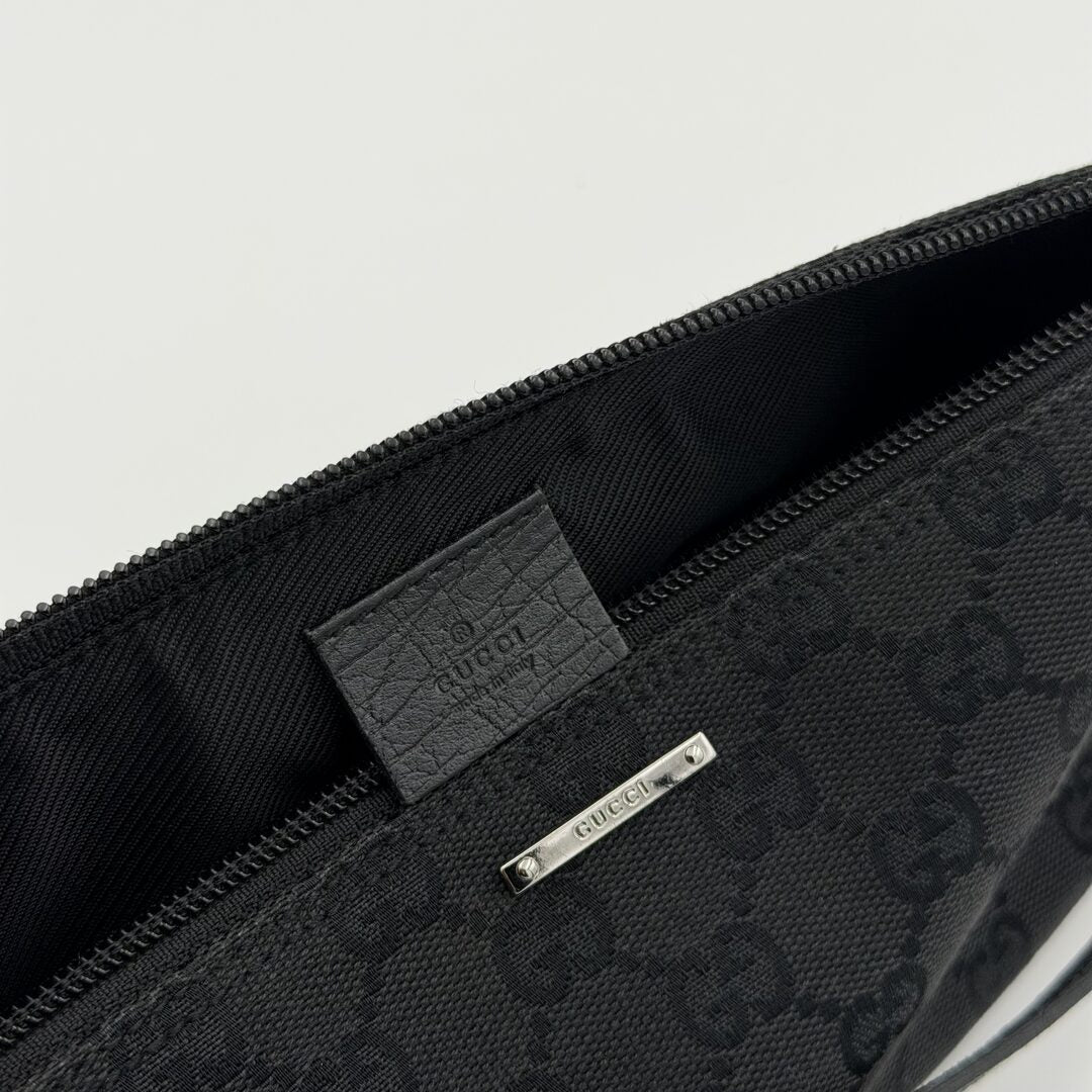 Gucci GG Monogram Black Boat Pochette Handbag