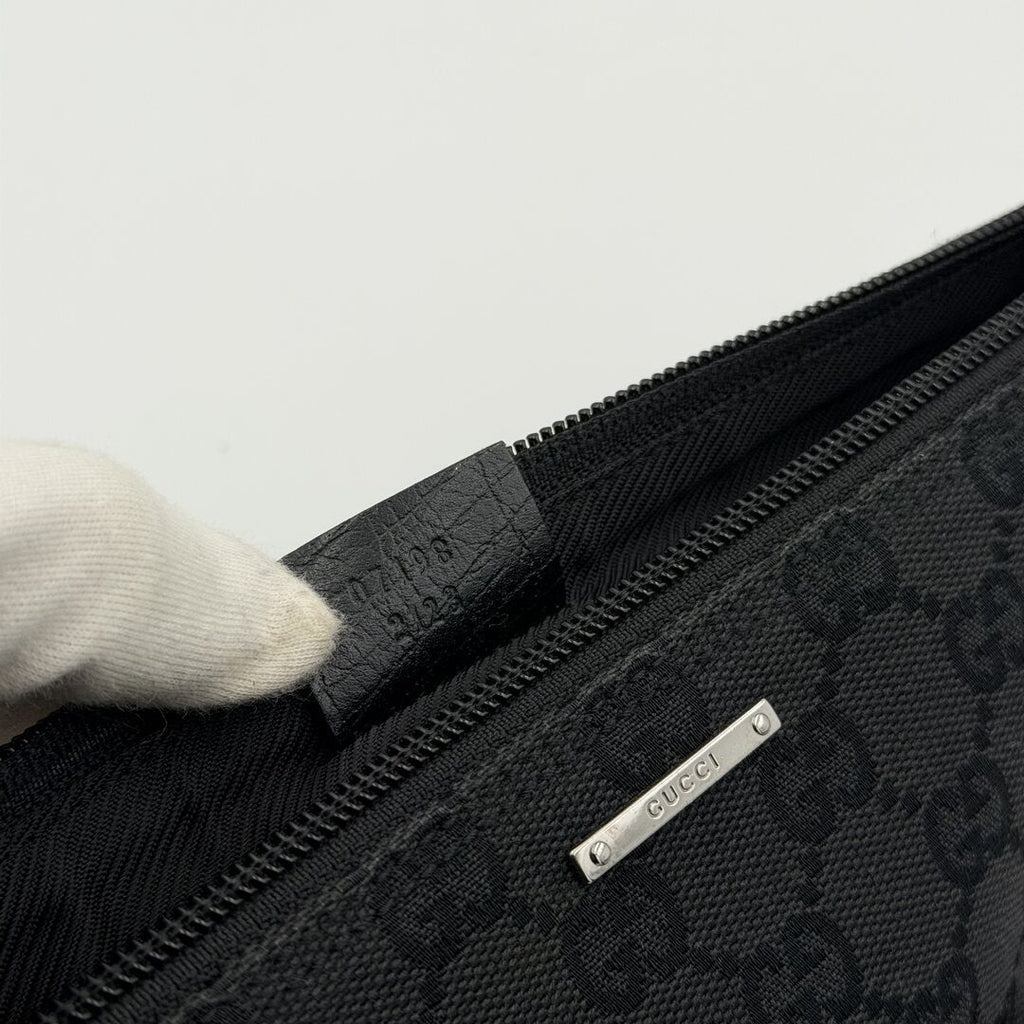 Gucci GG Monogram Black Boat Pochette Handbag