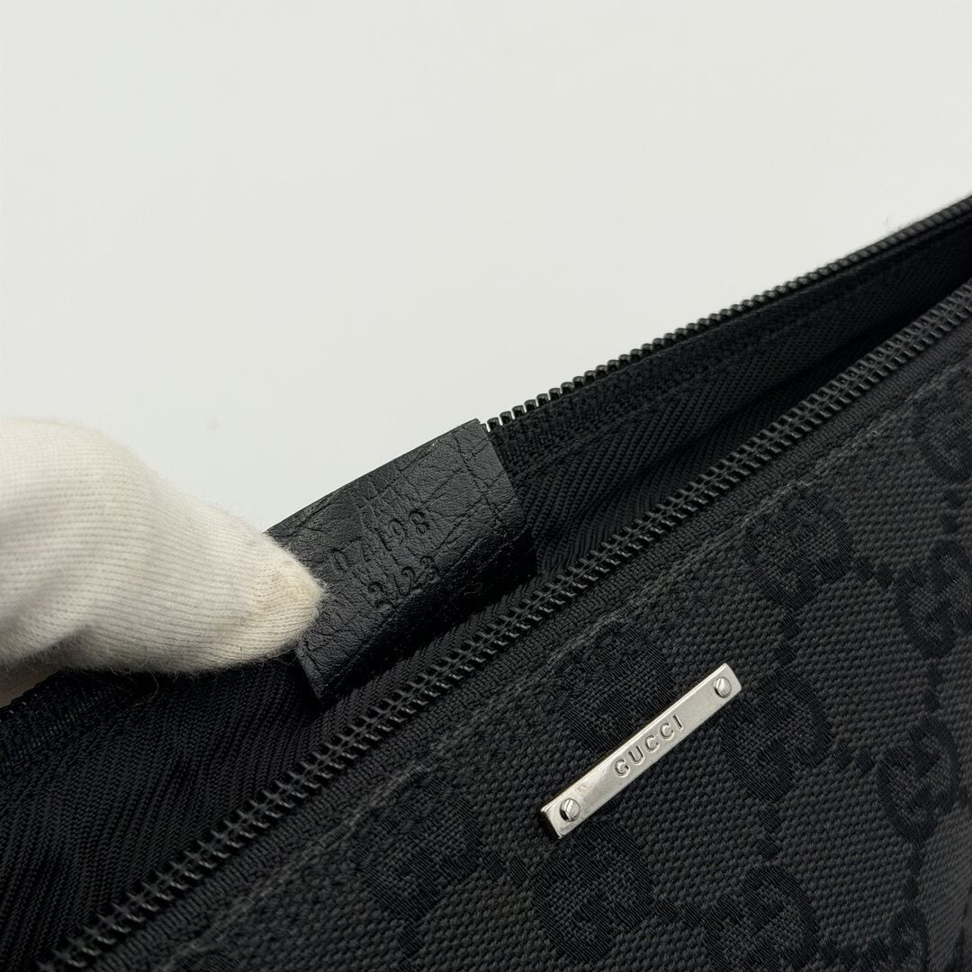 Gucci GG Monogram Black Boat Pochette Handbag