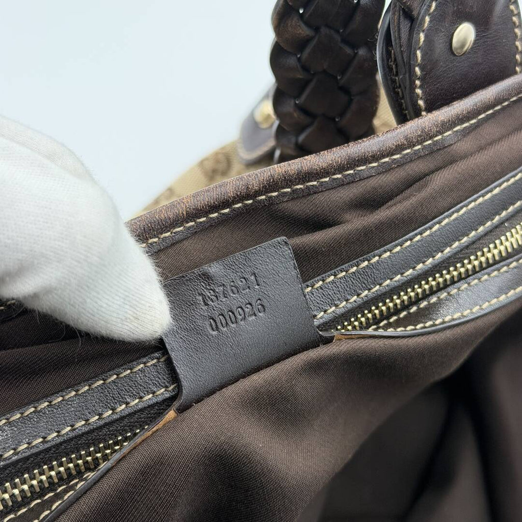 Gucci GG Canvas Horsebit Brown Tote Bag