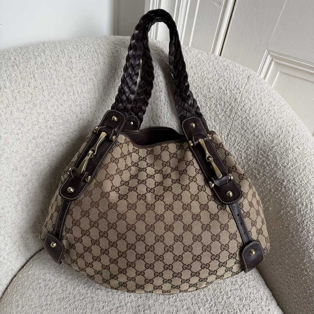 Gucci GG Canvas Horsebit Brown Tote Bag