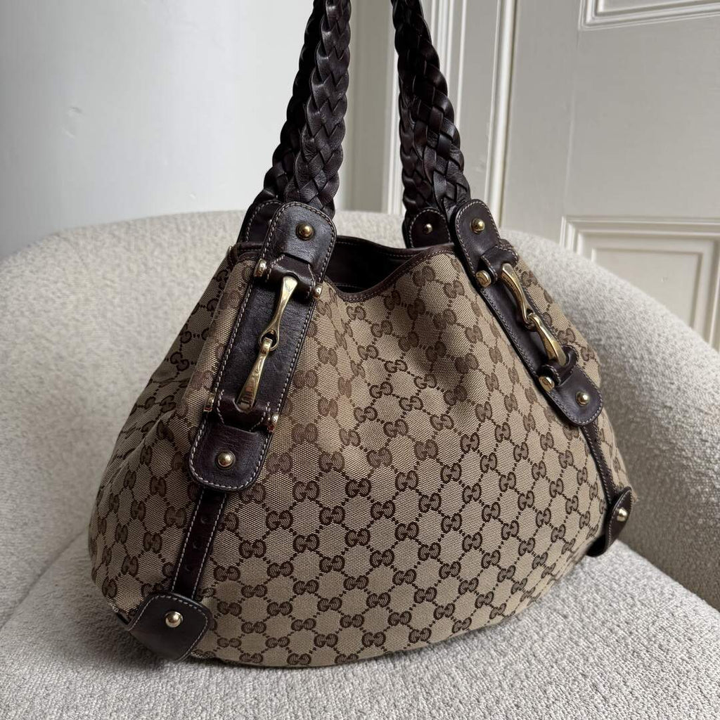 Gucci GG Canvas Horsebit Brown Tote Bag