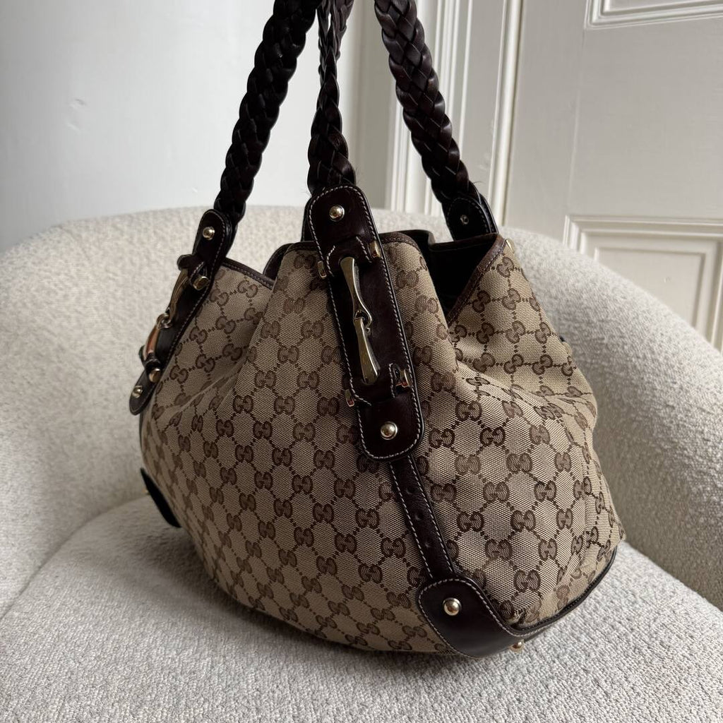 Gucci GG Canvas Horsebit Brown Tote Bag