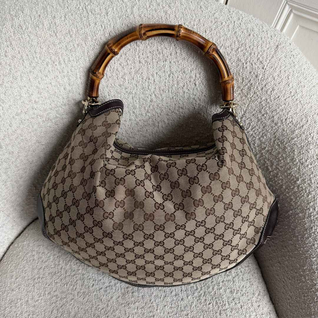 Gucci GG Canvas Peggy Brown Shouler Bag