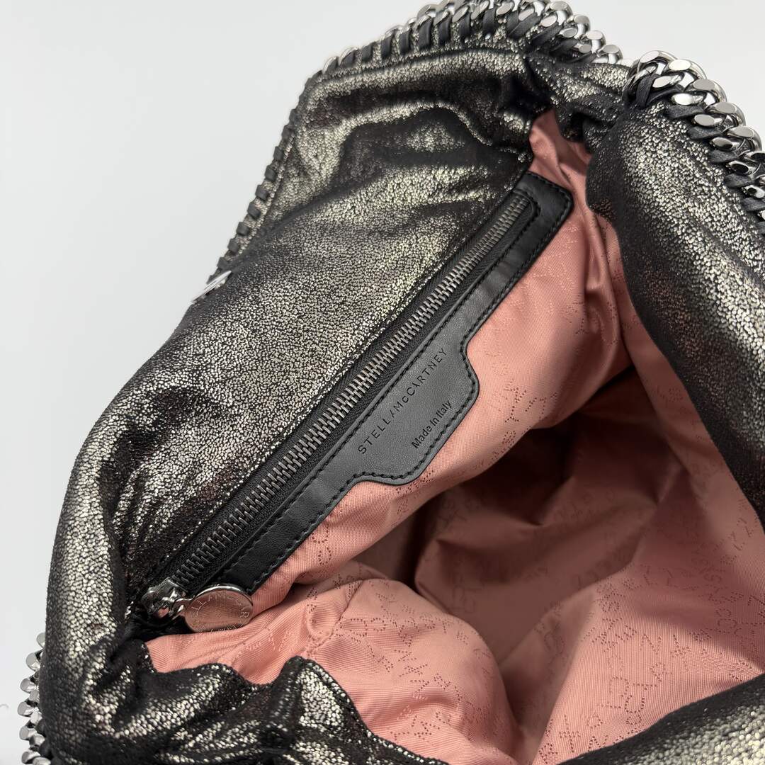 Stella McCartney Falabella Chain Quilted Metallic Silver Tote Bag