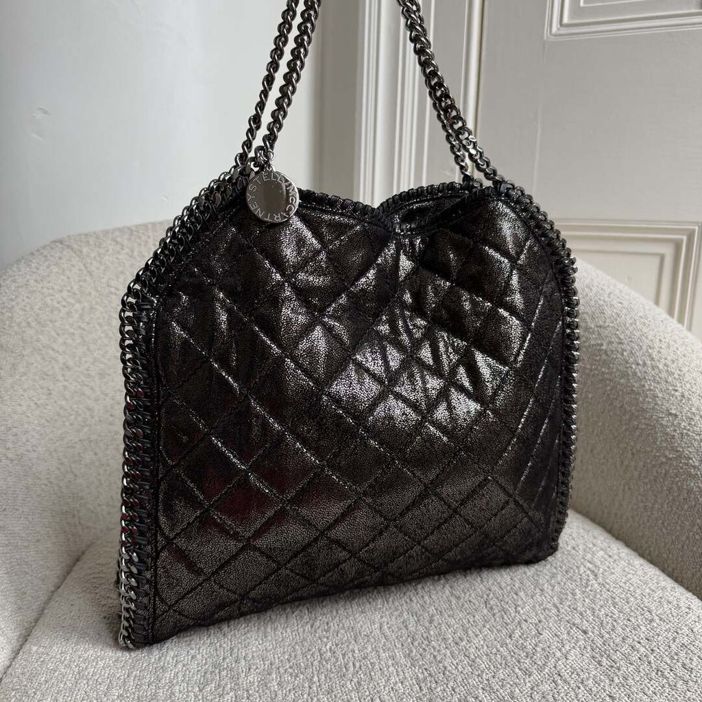 Stella McCartney Falabella Chain Quilted Metallic Silver Tote Bag