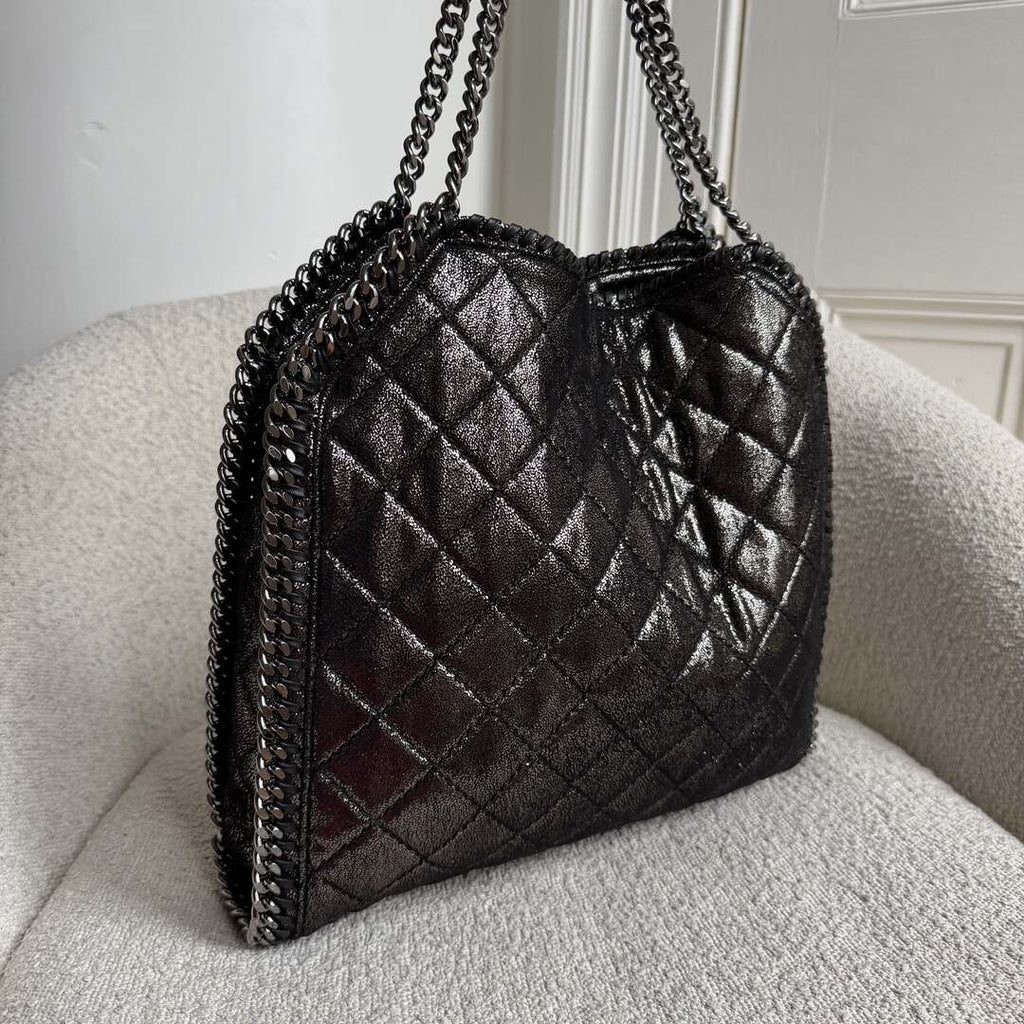 Stella McCartney Falabella Chain Quilted Metallic Silver Tote Bag