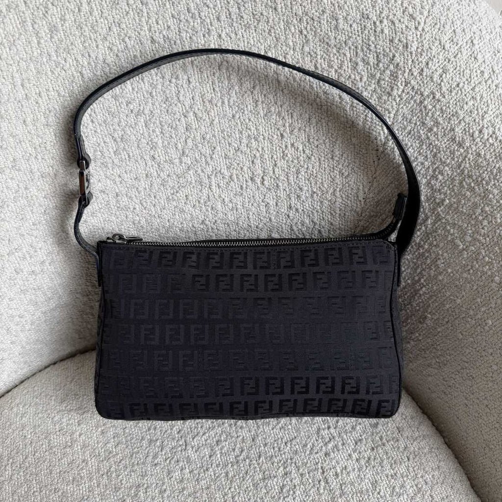 Fendi Zucchino Black Shoulder Bag