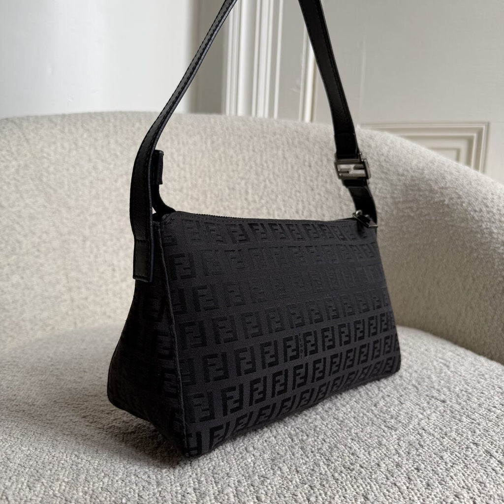Fendi Zucchino Black Shoulder Bag