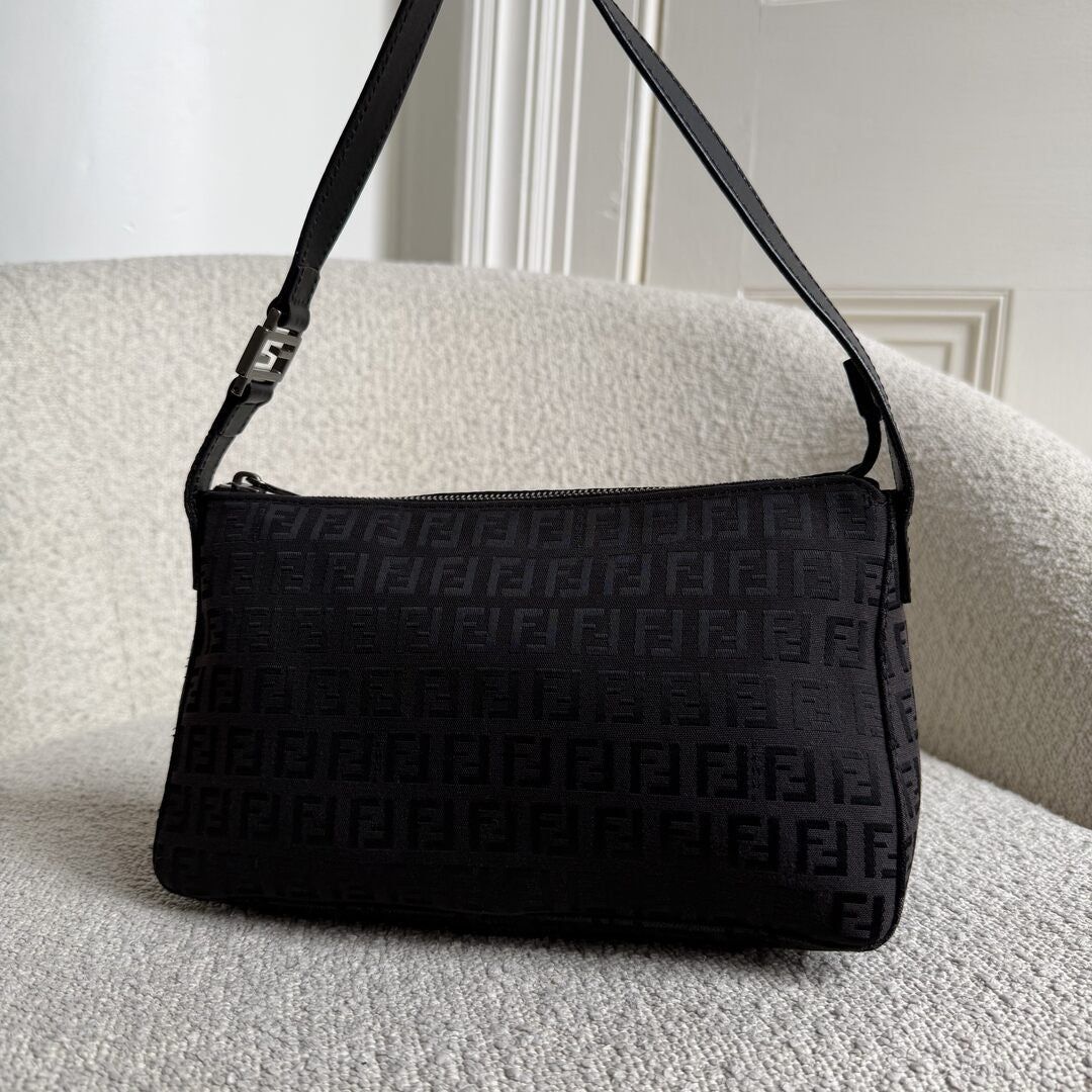 Fendi Zucchino Black Shoulder Bag