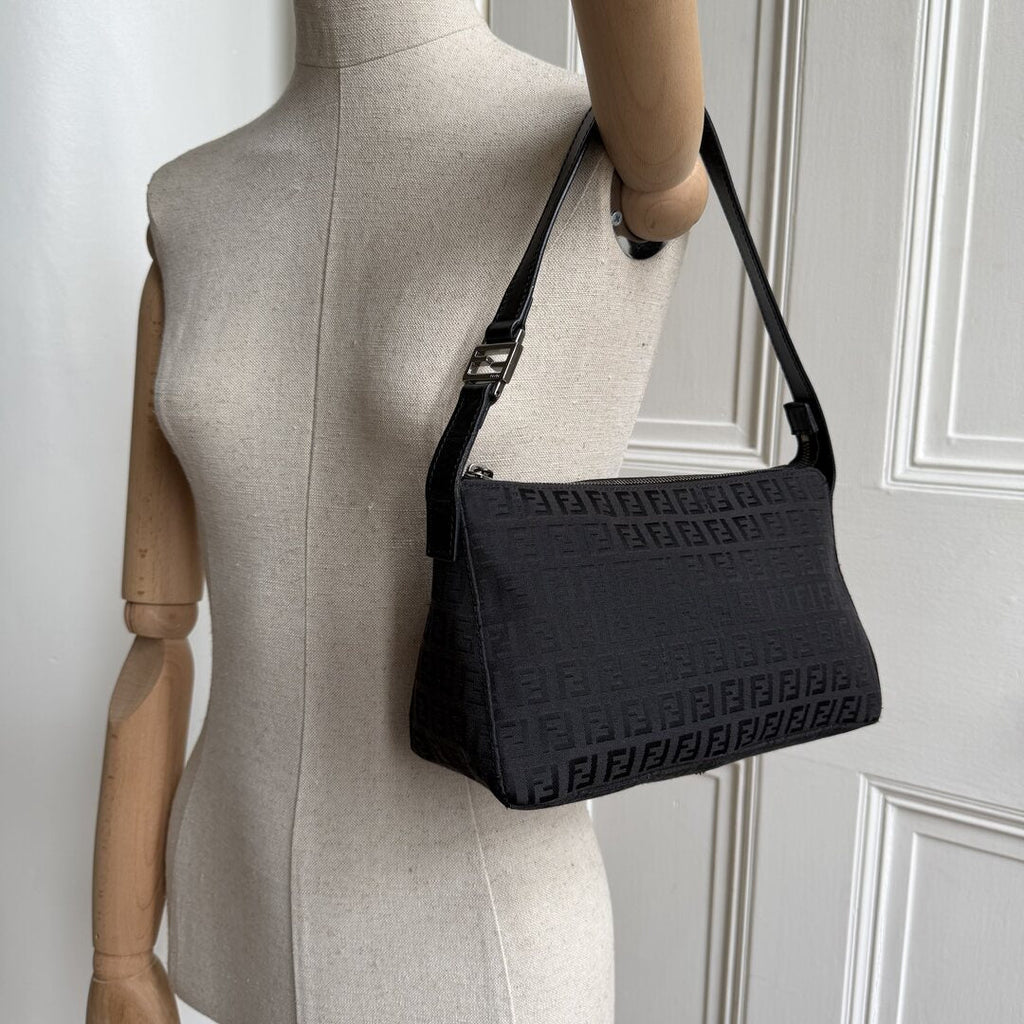 Fendi Zucchino Black Shoulder Bag