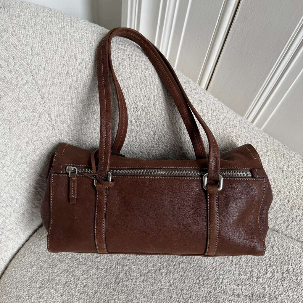 Prada Vitello Easy Leather Brown Shoulder Bag