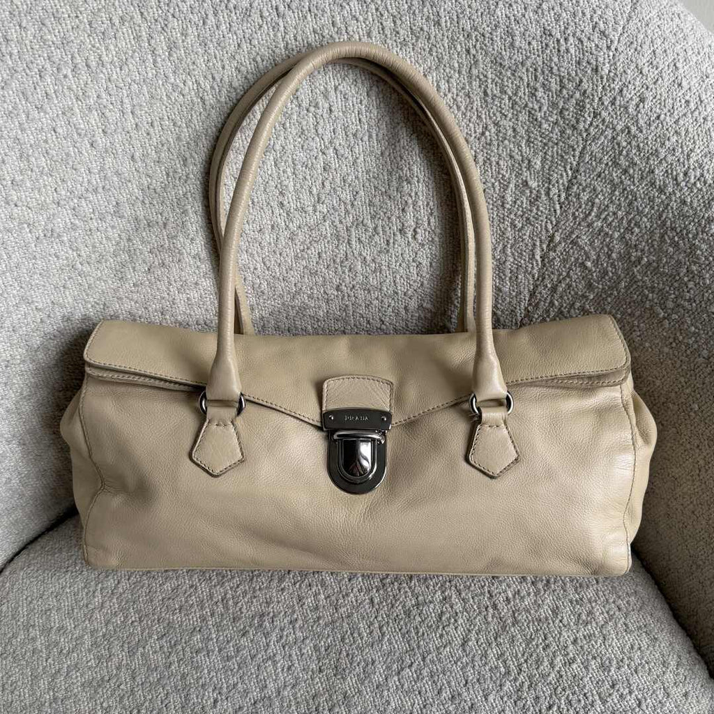 Prada Vitello Easy Leather Beige Shoulder Bag