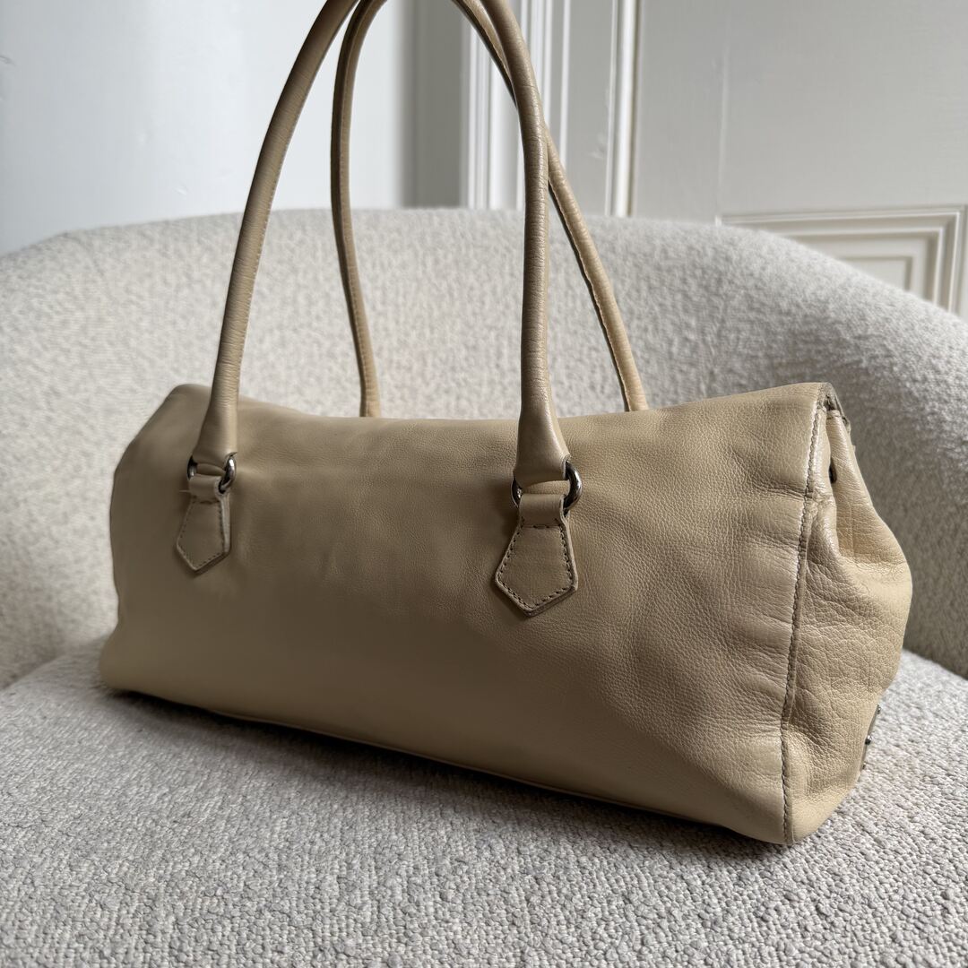 Prada Vitello Easy Leather Beige Shoulder Bag