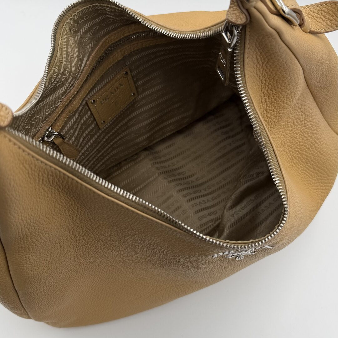 Prada Vitello Daino Camel Leather Shoulder Bag
