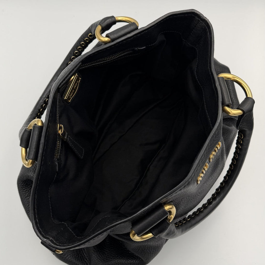 Miu Miu Vitello Leather Black Shoulder Bag
