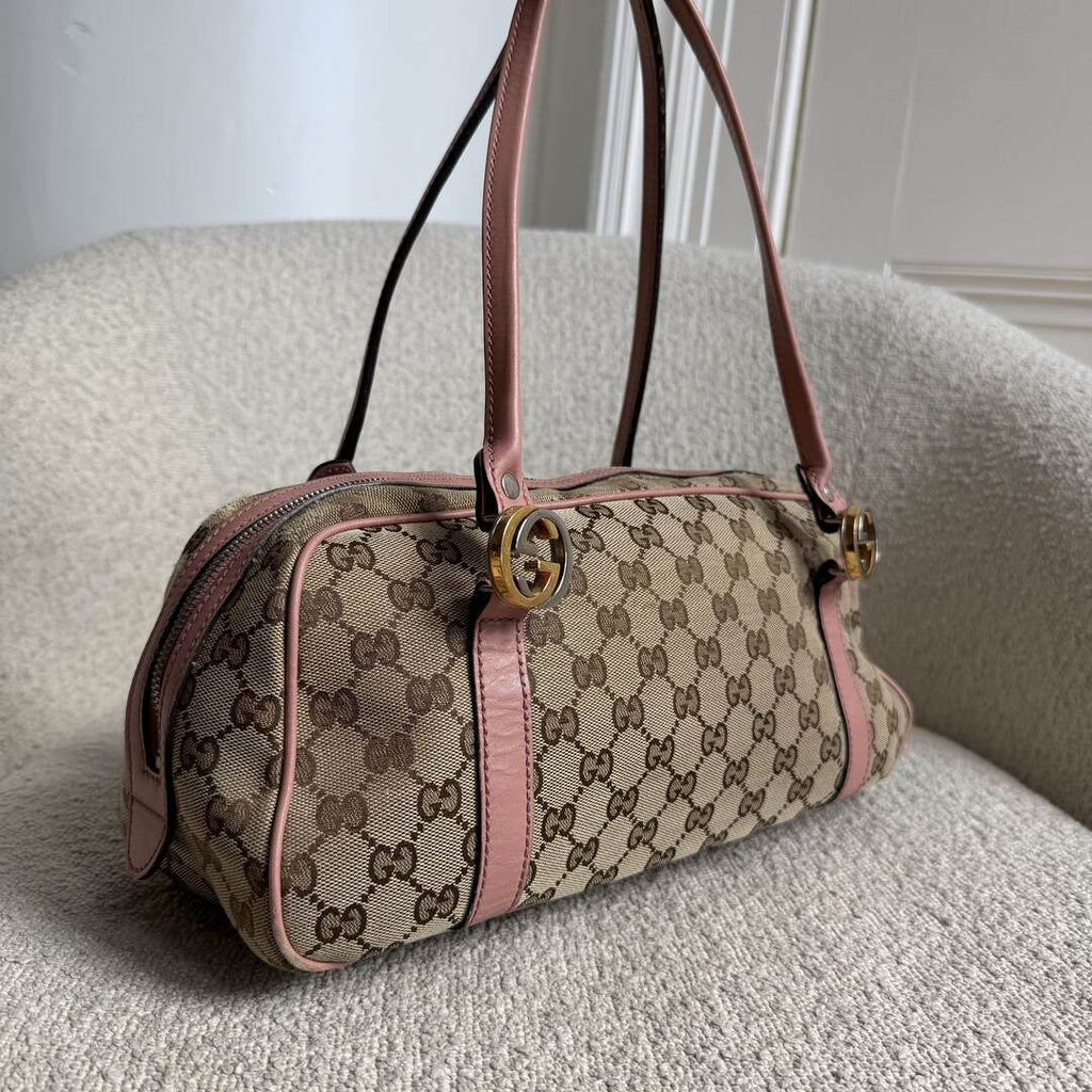 Gucci GG Canvas Twins Pink Shoulder Bag