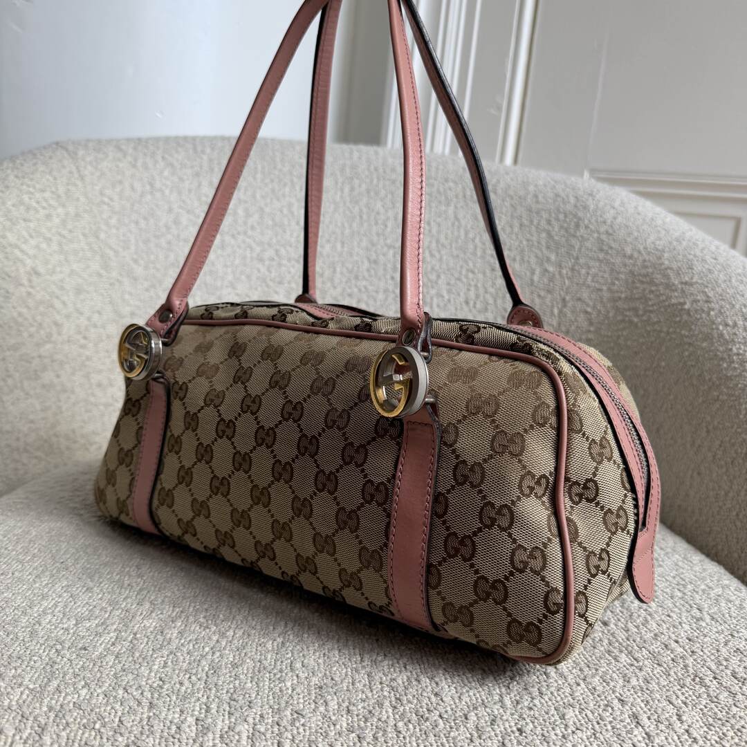 Gucci GG Canvas Twins Pink Shoulder Bag