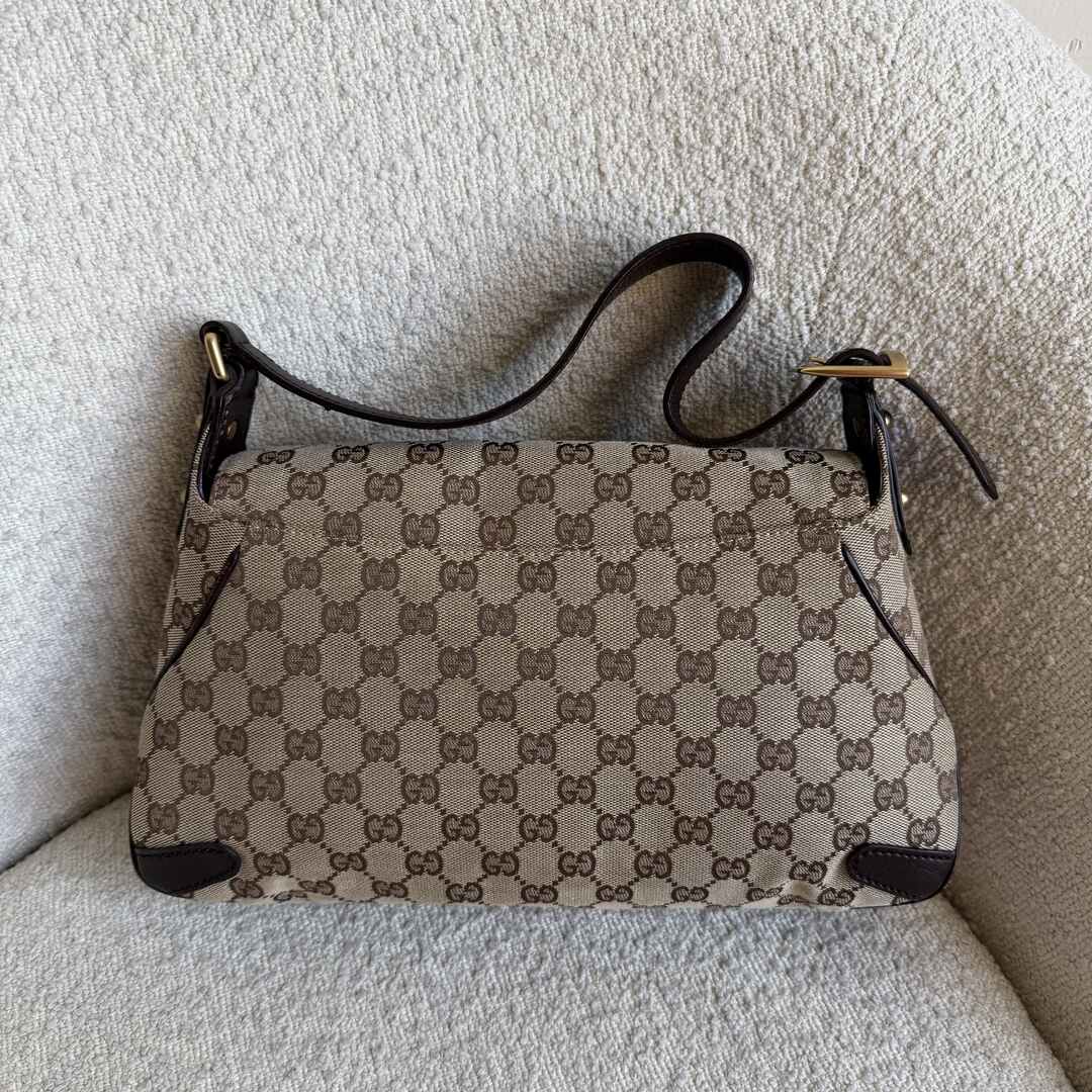 Gucci GG Canvas Horsebit Chain Brown Shoulder Bag