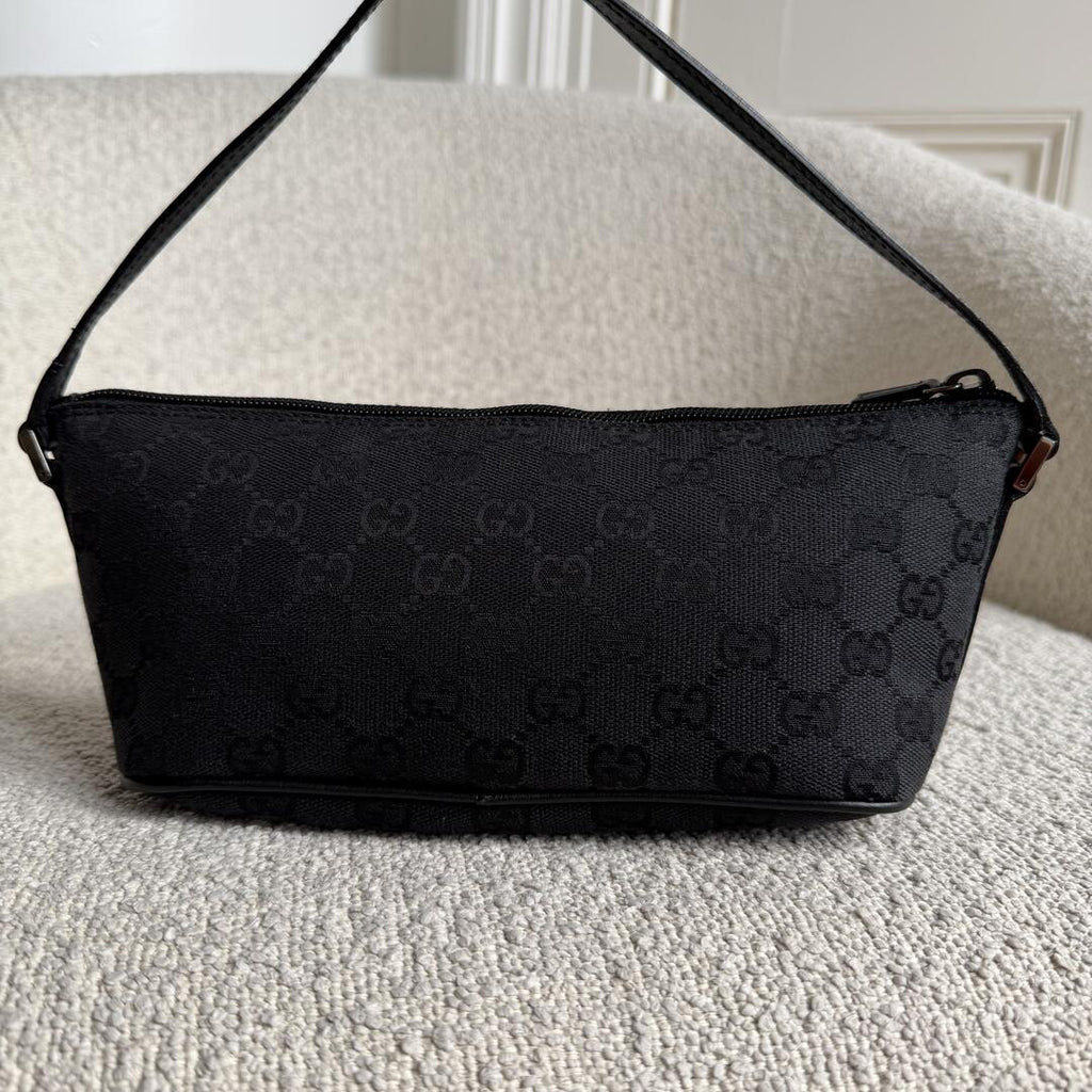 Gucci GG Monogram Black Boat Pochette Handbag