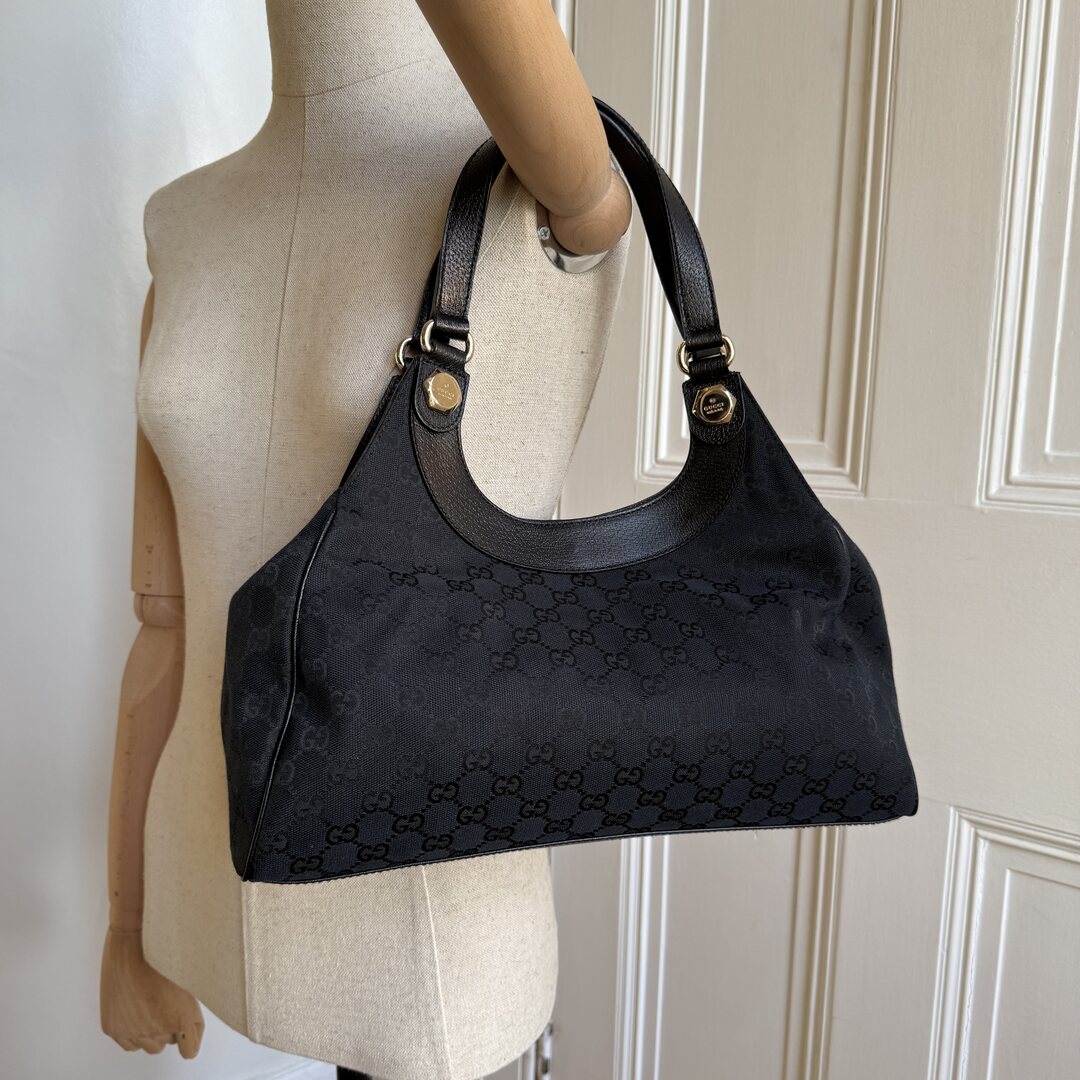 Gucci GG Canvas Monogram Black Tote Bag