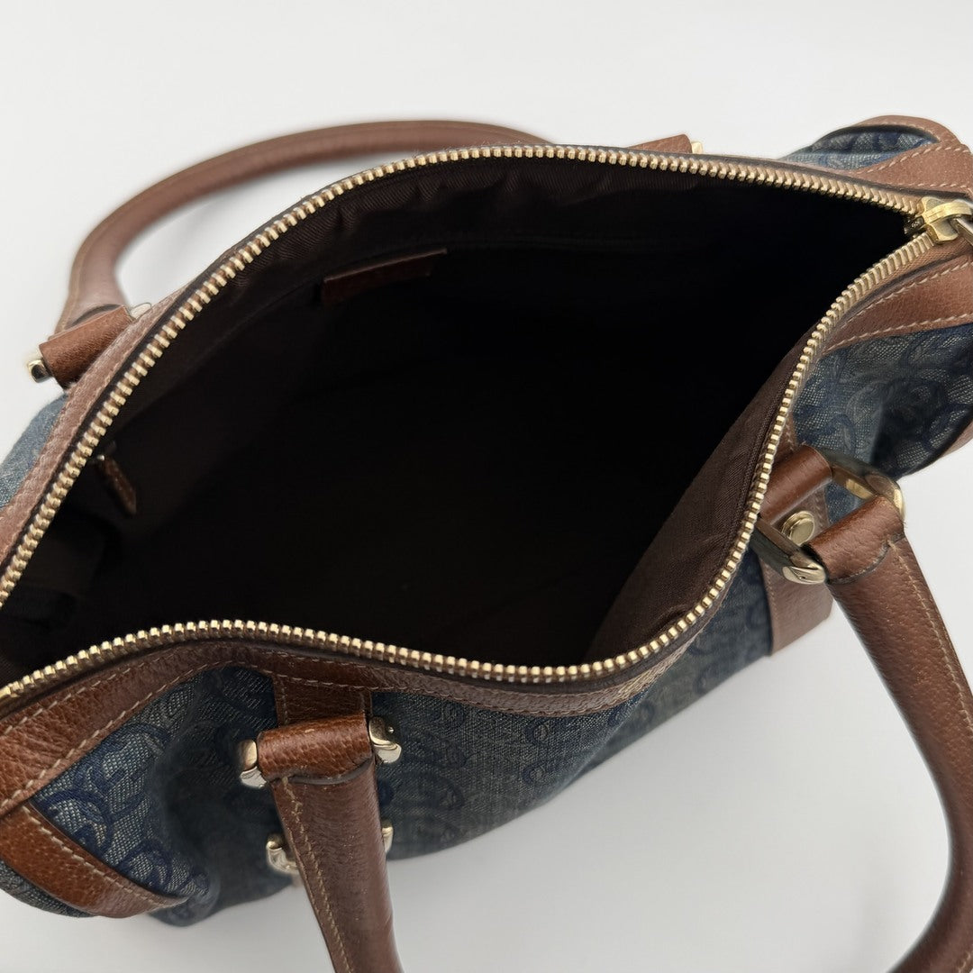 Gucci GG Denim Mini Abbey Boston Shoulder Bag