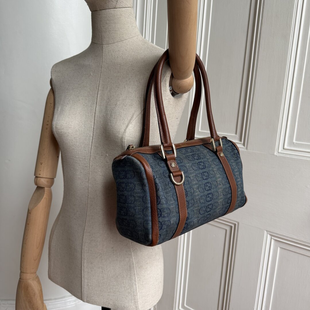 Gucci GG Denim Mini Abbey Boston Shoulder Bag