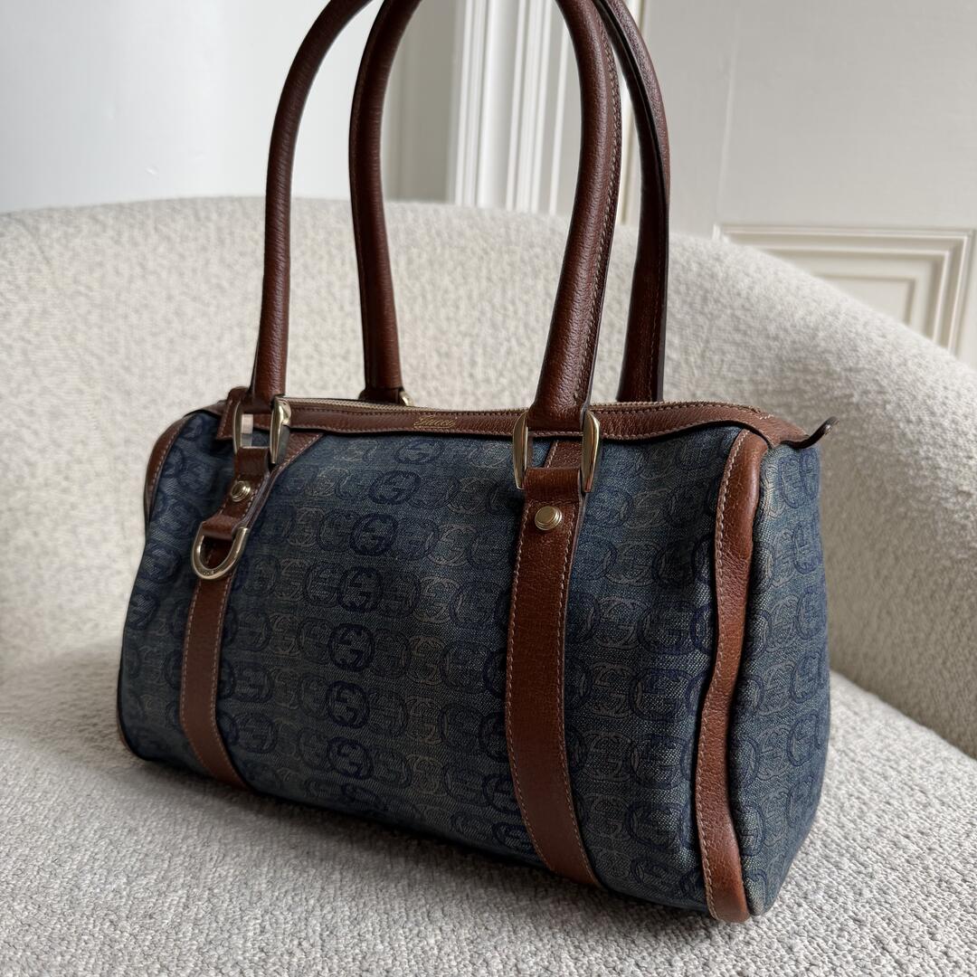 Gucci GG Denim Mini Abbey Boston Shoulder Bag