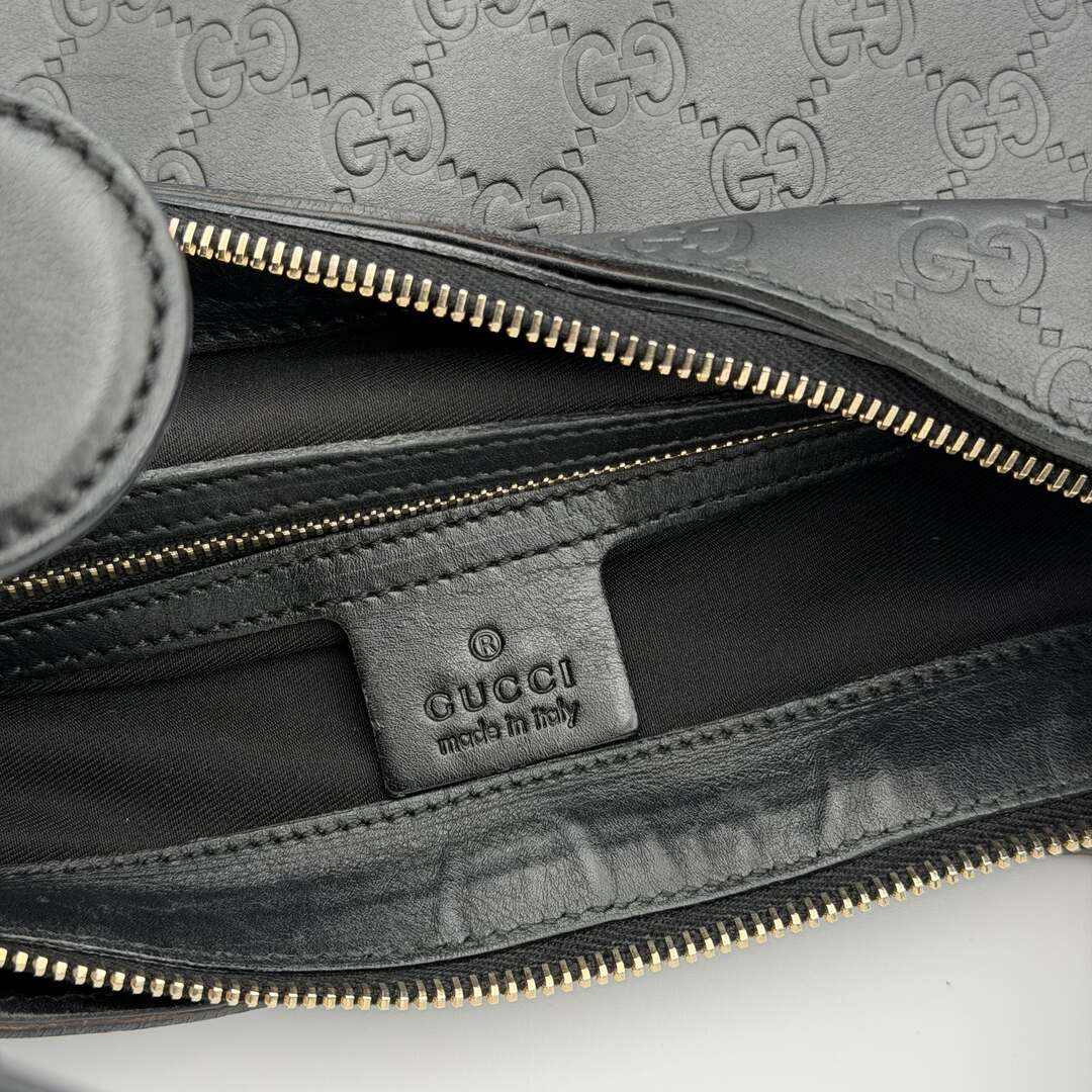 Gucci Guccissima GG Horsebit Black Shoulder Bag