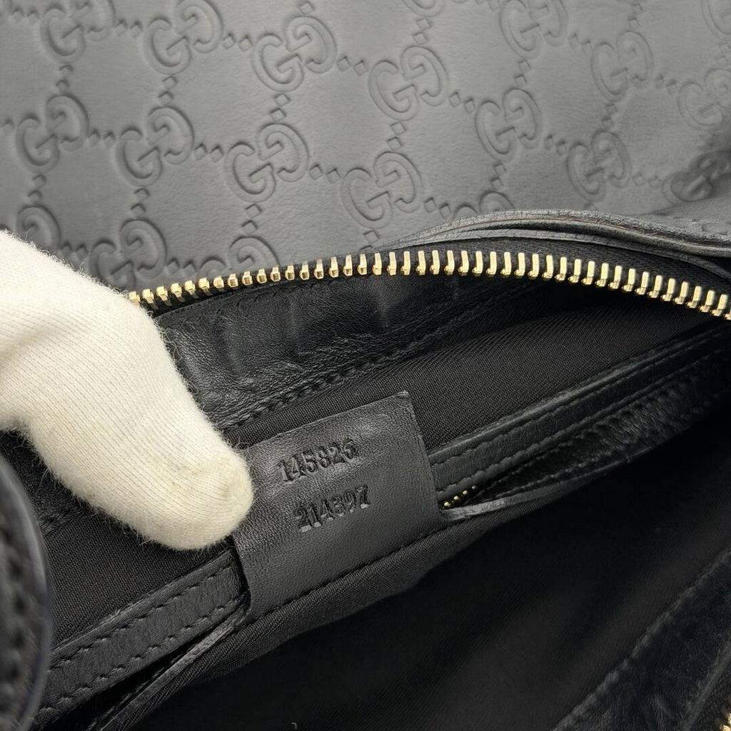 Gucci Guccissima GG Horsebit Black Shoulder Bag