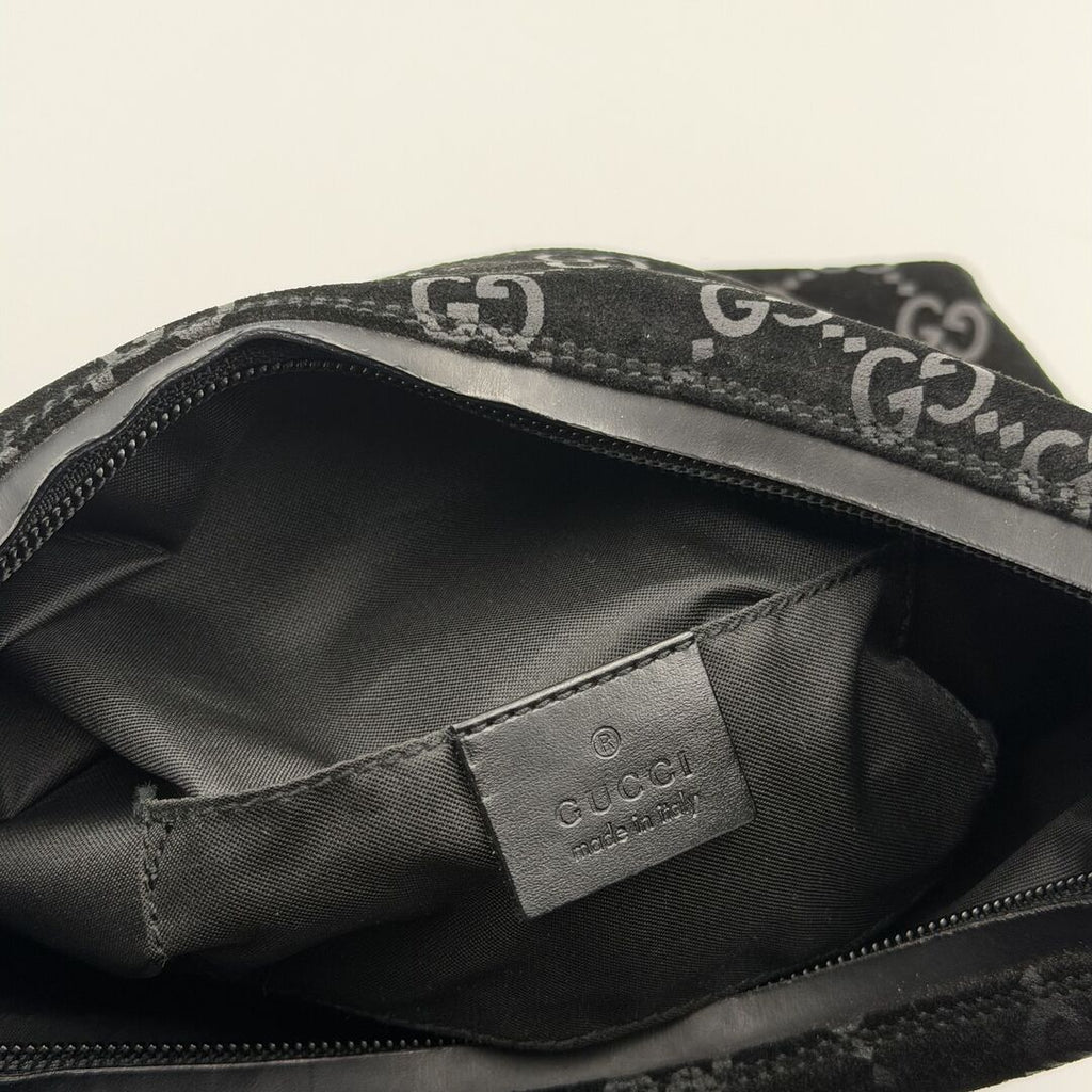 Gucci GG Monogram Suede Navy Shoulder Bag