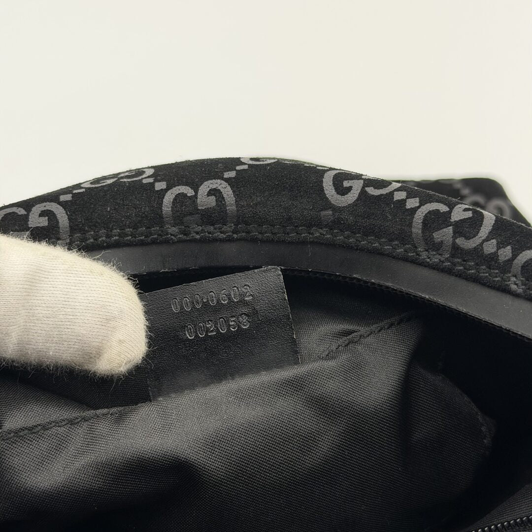 Gucci GG Monogram Suede Navy Shoulder Bag