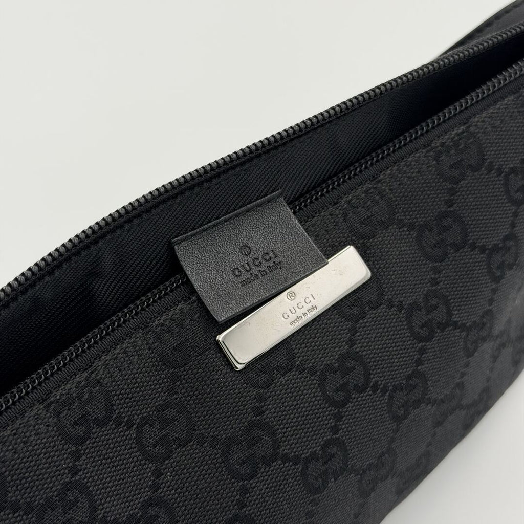 Gucci GG Monogram Black Boat Pochette Handbag