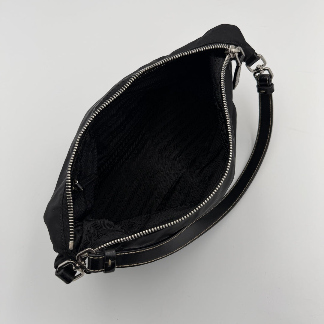 Prada Tessuto Hobo Nylon Black Mini Shoulder Bag