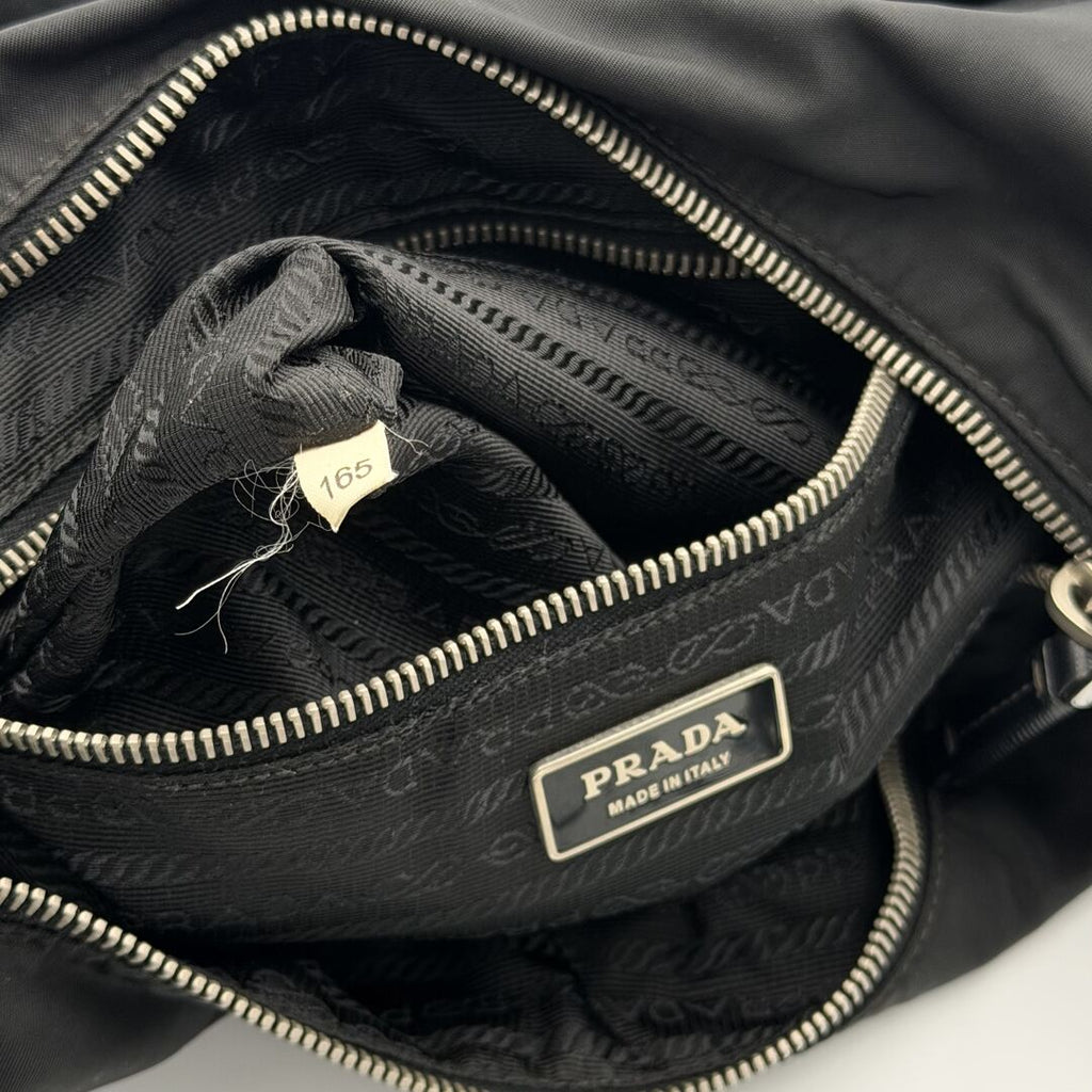 Prada Tessuto Hobo Nylon Black Shoulder Bag