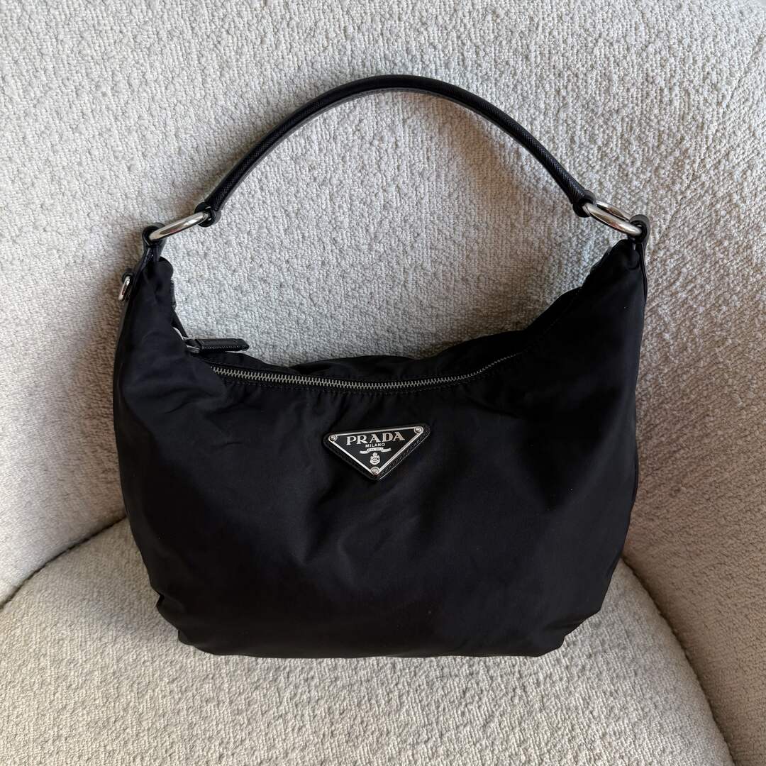 Prada Tessuto Hobo Nylon Black Shoulder Bag