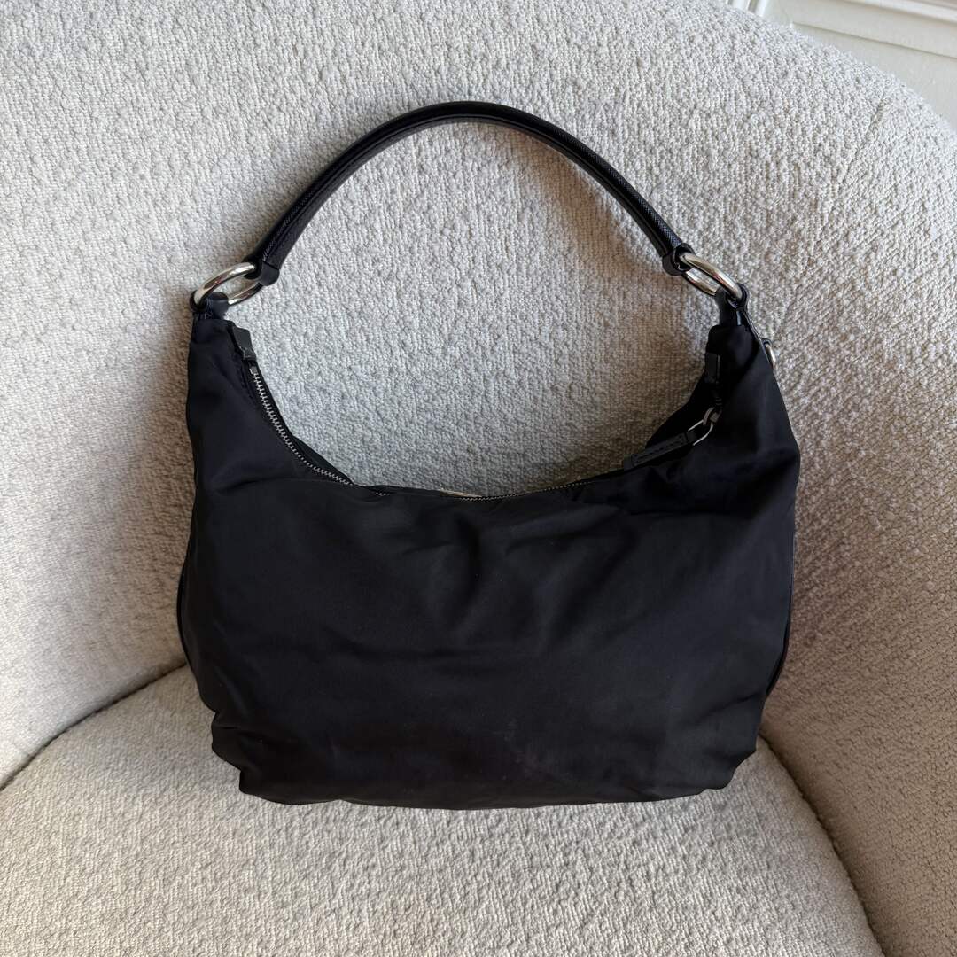 Prada Tessuto Hobo Nylon Black Shoulder Bag